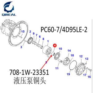 China Hydraulic pump ball guide 708-1W-23351 for PC60-7 excavator on sale