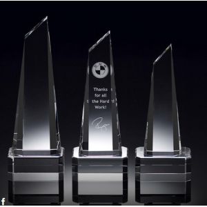 Cheap canberra deluxe crystal tower/2d/3d laser crystal tower award/benz crystal tower trophy for sale