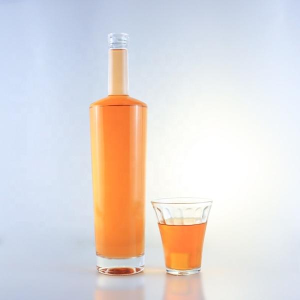 Quality 750ml Long Neck Flint Glass Bottle with Corks and Acid Etch Surface Handling wholesale