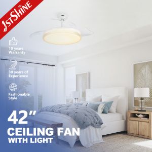White Folding Blades Design LED Ceiling Fan with BLDC Motor and Retractable