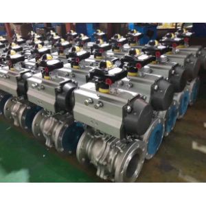 Steel Pneumatic Operated Ball Valve With 90 Degree Actuator Double Action Spring