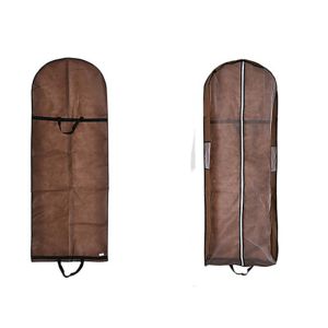 Non Woven Tri Fold Garment Bag with Handles in Brown , Zip Up Garment Bag