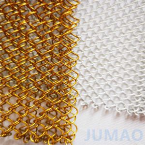 Luxurious Gold Roll Up Metal Mesh Curtains With Diamond Holes