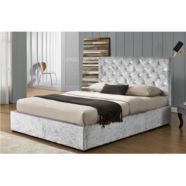 King Size Platform Tufted Upholstered Bed Frame With Buttons Headboard