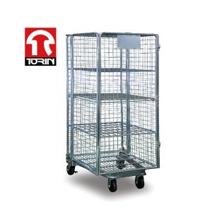 Cheap Torin SWK1014 High Quality Galvanized Steel Foldable Wire Mesh Storage Tray Cage Cage Warehouse Wire Container for sale