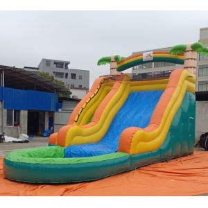 0.55mm PVC Commercial Inflatable Water Slides Palm Trees