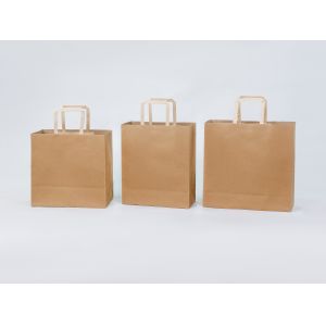 China Customised Paper Bag Flat Handle Brown Kraft Paper Shopping Bags For Clothing Shoes on sale