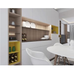 With LED Light Cabinet Pantry Unit Living Room Display Cabinet