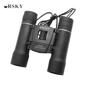 High Definition 10x25 Compact Binoculars / 10.5mm Eye Relief Fold Up Binoculars