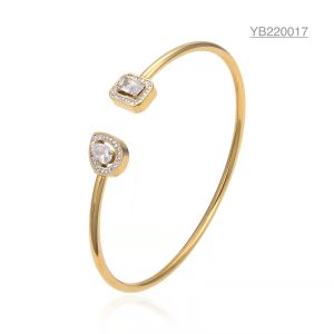 China 18k Zircon Stainless Steel Cuff Bangle on sale