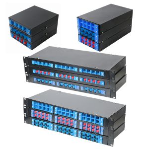 Cheap 4 8 12 24 Port 19&quot; Optic Fiber FC SC LC ST Connector Junction Box Wall or Rack Mount for sale