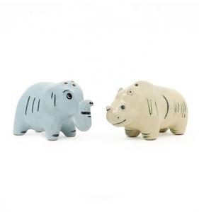 Cheap Blue 3d Animal Shaped Pottery Stoneware Salt And Pepper Shaker With Decal On Glaze for sale