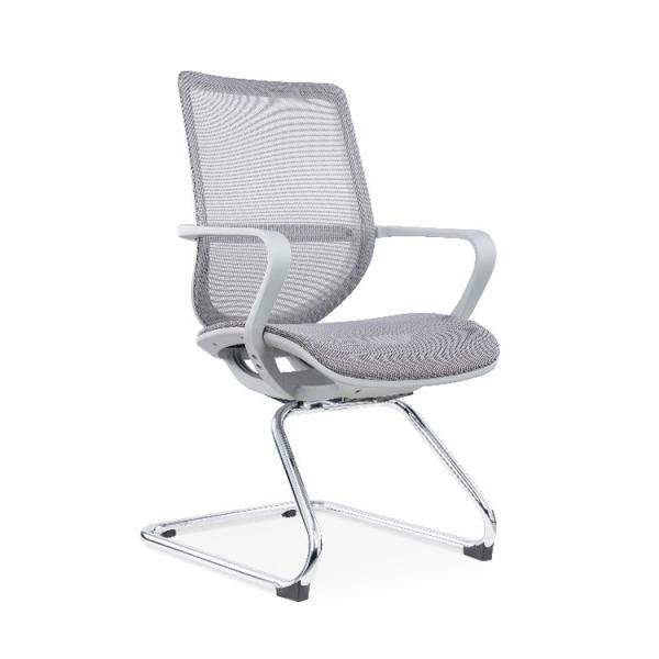 Grey Fabric Swivel Office Chair Shaped Foam Cushion Ergonomic With Wheels