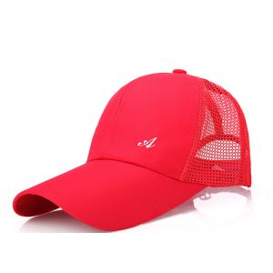 China Soft Female Red Mesh Baseball Caps 6 Panel Good Air Permeability Absorb Sweat on sale