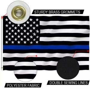 Thin Blue Line Flag 3x5' Custom Flag Knitted Polyester Single Reverse