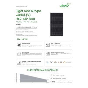 AKS Jinko Tiger Neo N-type 60HL4-V Solar Panel 460W 465W 470W 475W 480W