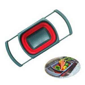 China Pot Use Eco-friendly Clip on Snap Water Collapsible Silicone Rubber Pasta Microwave Kitchenware Set Foldable Colander Strainer on sale