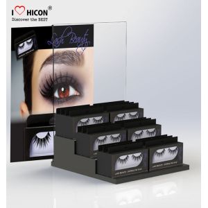 Acrylic Cosmetic Organizers 2 - Layer Eyelash Display Rack For Cosmetic Store