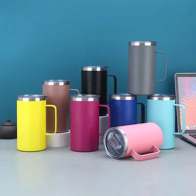 Quality Direct Drinking Leakproof Vacuum Insulation Mug Double Wall Stainless Steel Beer Mug With Handle And Lid Easy To Hold Multiple Color Options wholesale