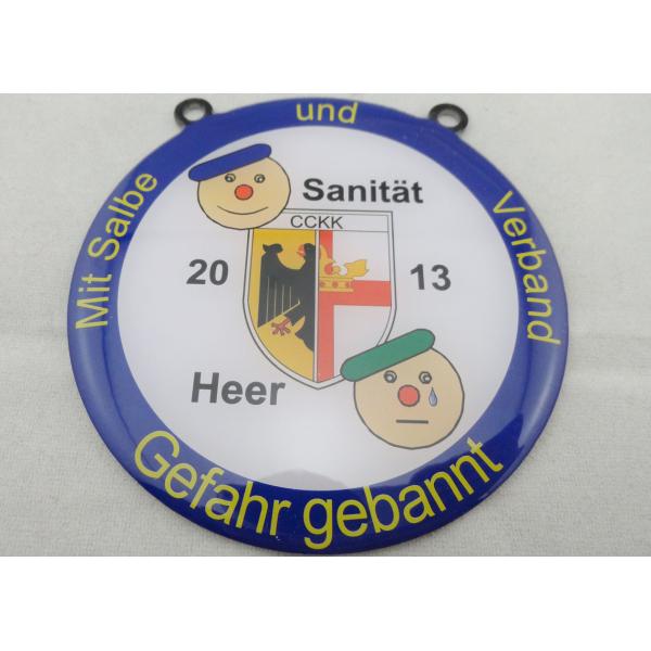 Quality Stainless Steel Sanitat Karneval Silk Screen Printing Medal by Gefahr Gebannt, Flat or Double Side wholesale
