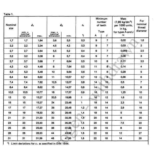 DIN6798J Tooth Type Lock Washer M3-M42 SS Lock Washers Polished
