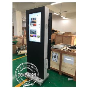 Movable 32 Inch Win10 Advertising Standee Computer With Wheels , 1500cd / M2