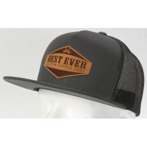 Charcoal Flexfit Trucker Mesh Caph Retro Yupoong Low Profile Leather Pad Front