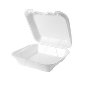 Biodegradable Clamshell 8x8 Inch Single Compartment Foam Take Out Disposable Boxes