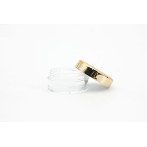 China 38mm 10ml 5g Clear Cosmetic Jars With Golden Screw Cap on sale