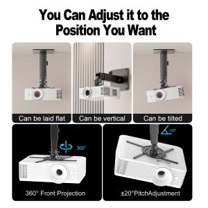 Full Motion Projector Ceiling Mount Adjustable Height Extendable Projector Mount