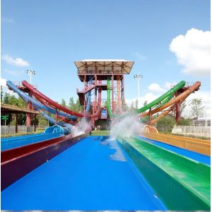 Cheap Age Group ≥12 Big Water Slide With Splash Pool Spray Up Production Method for sale