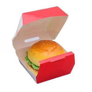 CMYK 4 Color Offest Printing Customized Hamburger Packaging Boxes Food Catering