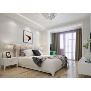 Simple Pure White Non woven Wallpaper Modern Style Flock Surface