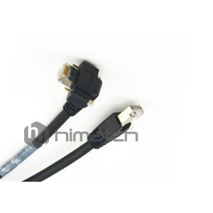 Right Angle Ethernet Cable , Rj45 Network Cable With Screw Lock Molding Cable
