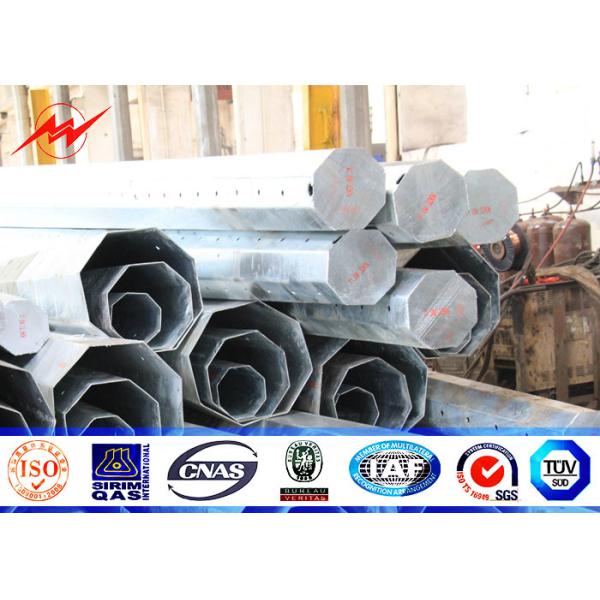 Octagonal 11.8M Galvanized Electrical Power Pole 6.5KN Bearing Load 3.5mm