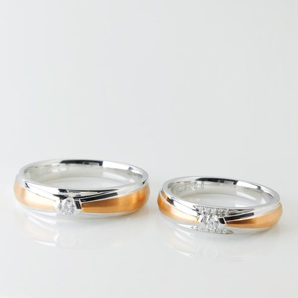 Quality 18k Two Color Chain Design OEM ODM Couple Diamond Rings wholesale