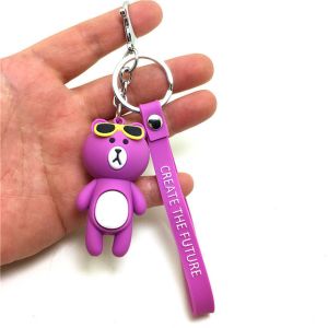 Soft Touch PVC Plastic Custom 3D Bear Figure Key Chain Waterproof Use In
