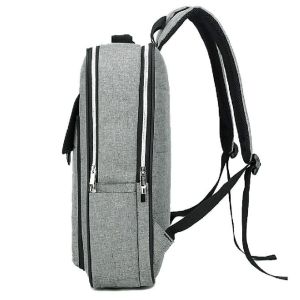Gray Polyester Material Canvas Laptop Backpack Multifunction Laptop Bag