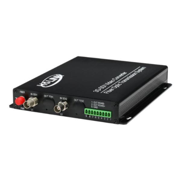 2Ch HD SDI to Fiber Video Converter add 1 Channel Outside Forward Stereo Audio 3