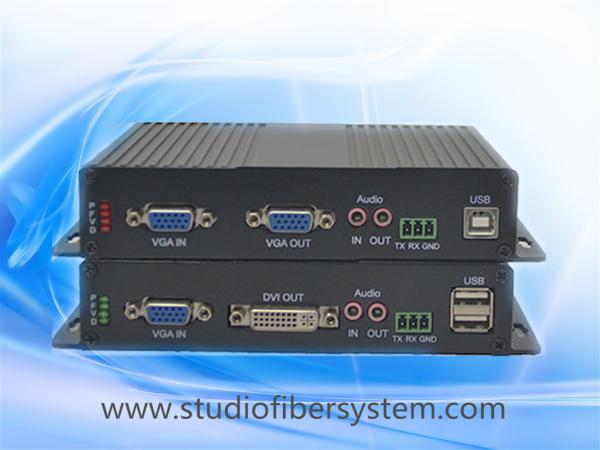 Uncompressed 1080P vga kvm to fiber extender with local vga loopout and external