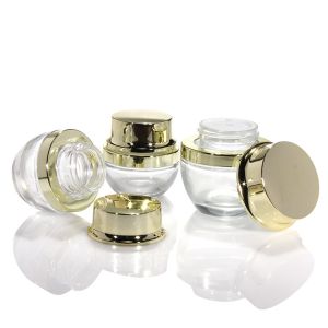 Eco-friendly 30g 50g Custom Cream Container Cosmetic Silver Glass Jar With Cap