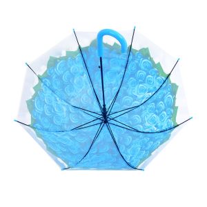 Automatic Logo Print Folding Small Clear Umbrella Dome Bubble Plastic PVC POE