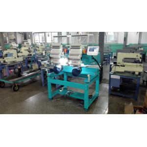 Multi - Languages 3D Cap Two Head Embroidery Machine , Head Interval 500mm