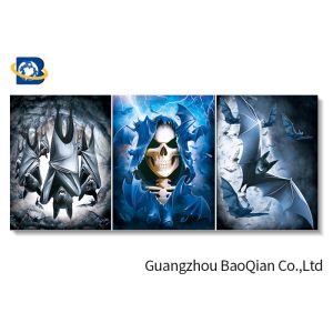China Lenticular 3d Stereograph Printing With Scary Skull , 3d Home Decor Wallpaper on sale