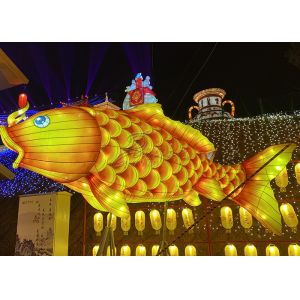 Handmade Fabric Chinese Lanterns Custom Golden Yellow Wine Lanterns Show Folk