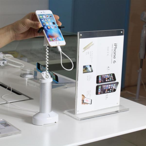 Quality mobile phone table holder cell phone security display shelf with alarm wholesale