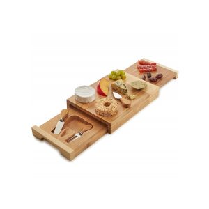 Non Toxic Bamboo Cheese Board Set Cutlery Set With With Drawer And Platter