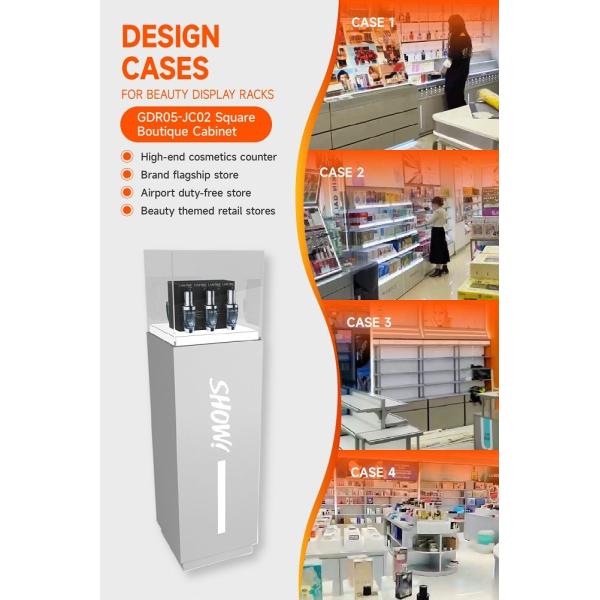 GDR05-JC02 Beauty Display Rack with Translucent Light Panel and Glass Cabinet for High-end Cosmetics Specialty Store