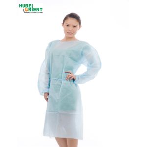 Single Use 25G/M2 Polypropylene Nonwoven Isolation Gown With Elastic Wrist