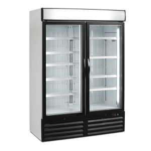 Supermarket Stand Up Glass Door Freezer With Anti Fog Door And LED Lighting